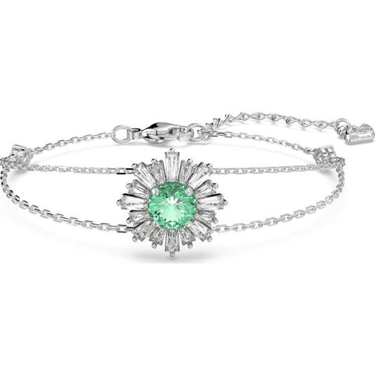 Sunshine bracelet, Green, Rhodium plated Size M