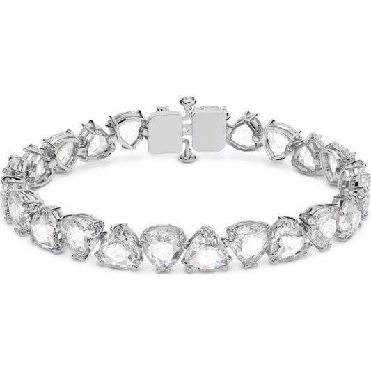 Millenia bracelet, Trilliant cut, White, Rhodium