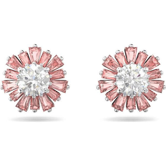 Sunshine stud earrings, Pink, Rhodium plated