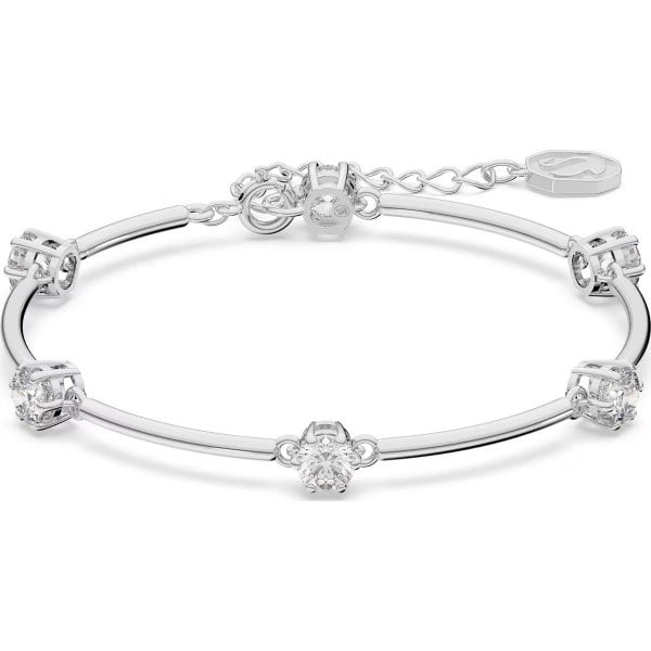 Constella bangle, Round cut, White, Rhodium plated