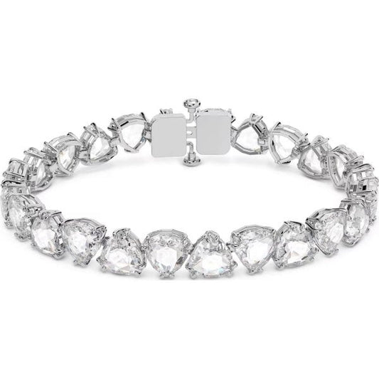Millenia bracelet, Trilliant cut, White, Rhodium