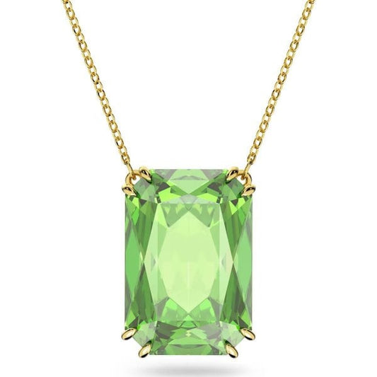 Millenia pendant, Octagon cut, Green, Gold-tone