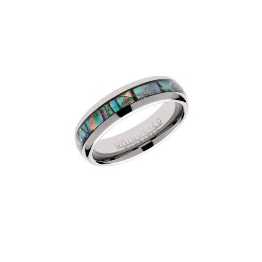 Tungsten Ring w/ Multicoloured Stone - Size 66
