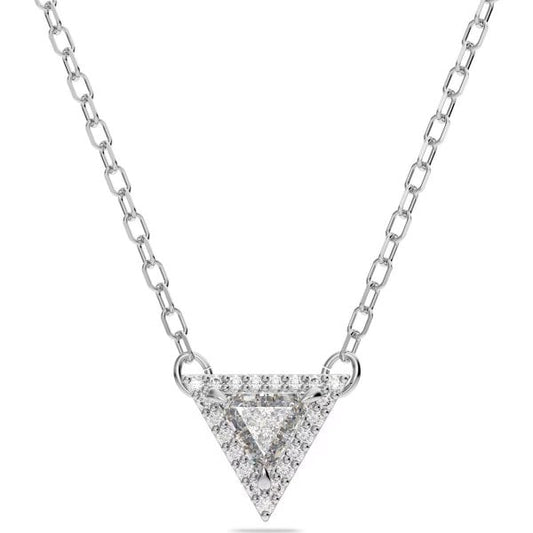 Ortyx necklace, Triangle cut, White, Rhodium plate