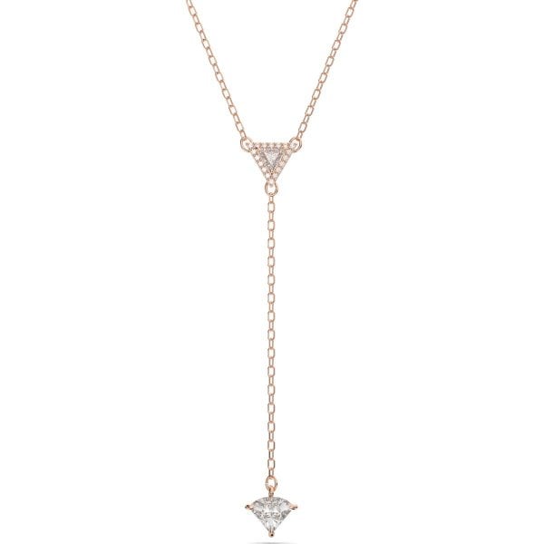 Ortyx Y necklace, Triangle cut, White, Rose