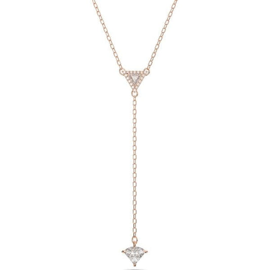 Ortyx Y necklace, Triangle cut, White, Rose