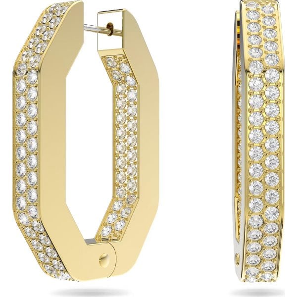 Dextera hoop earrings, Octagon, Pavé, Medium,