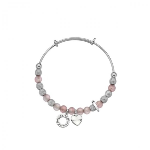 SILVER PLATE ULA BANGLE - ROSE QUARTZ