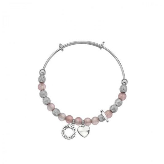 SILVER PLATE ULA BANGLE - ROSE QUARTZ