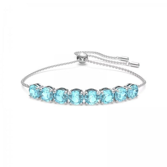 Exalta bracelet, Blue, Rhodium plated