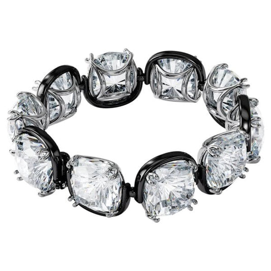 Harmonia bracelet Cushion cut crystals, White