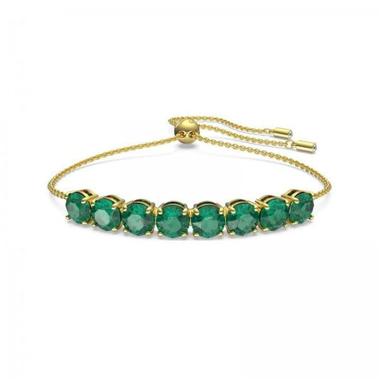 Exalta bracelet, Green, Gold-tone plated