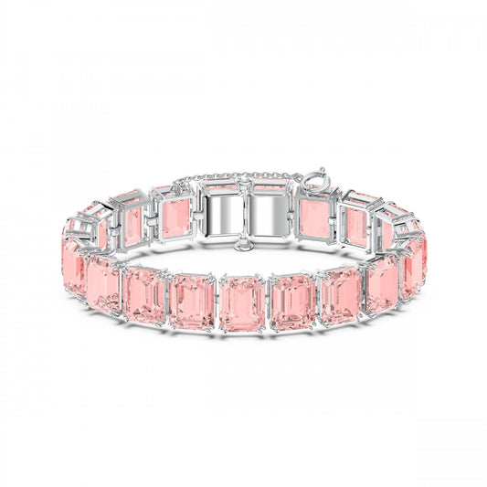 Millenia bracelet, Octagon cut, Pink, Rhodium
