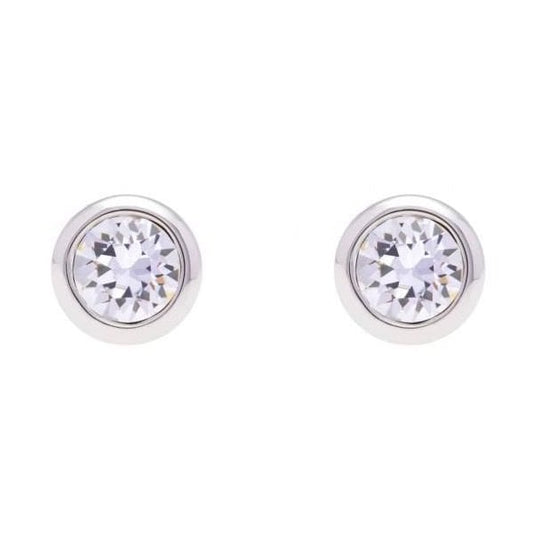 Sinaa Silver Finish Crystal Stud Earrings