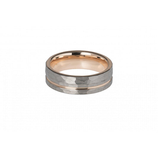 Tungsten Carbide Ring Hammered-Rose - SIZE 58