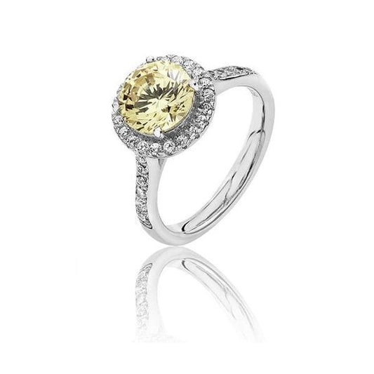 SILVER CLAW SET ROUND HALO STYLE RING - size J