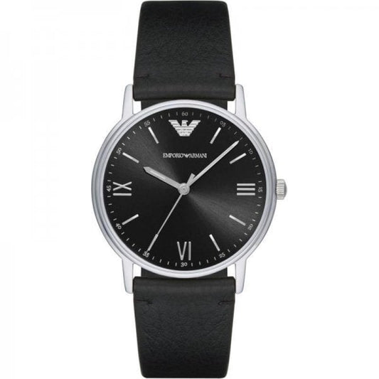 Black Leather Gents Watch