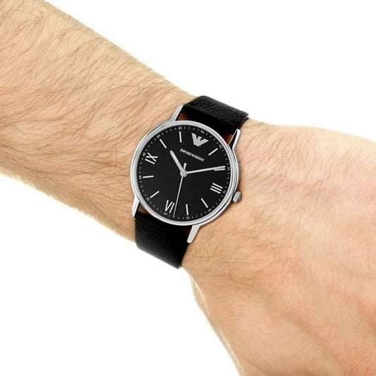 Black Leather Gents Watch