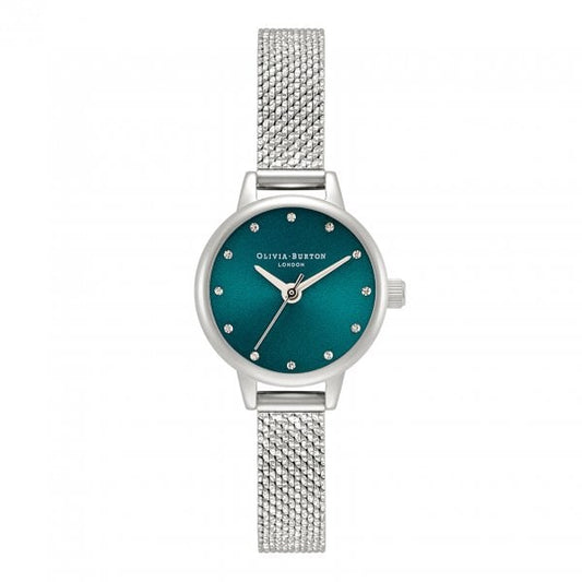 Classic Mini Dial Teal & Silver Mesh Watch