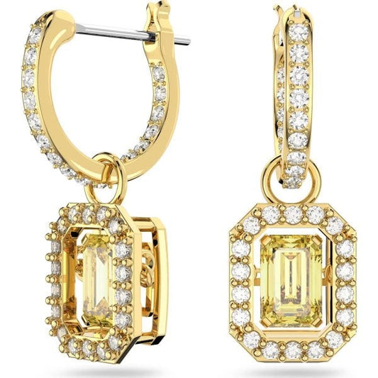 Millenia drop earrings, Octagon cut, Yellow, Gold