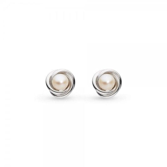 Bevel Trilogy Pearl Stud Earrings