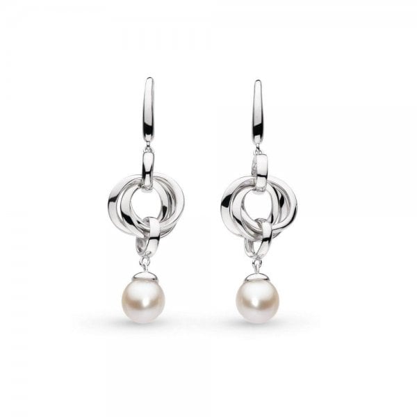 Bevel Trilogy Pearl Drop Earrings
