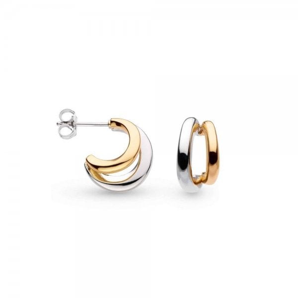 Bevel Cirque Link Golden Twin Hoop Earrings