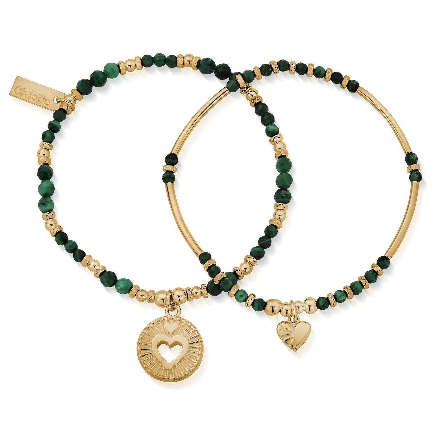 Gold Guiding Love Malachite Set of 2