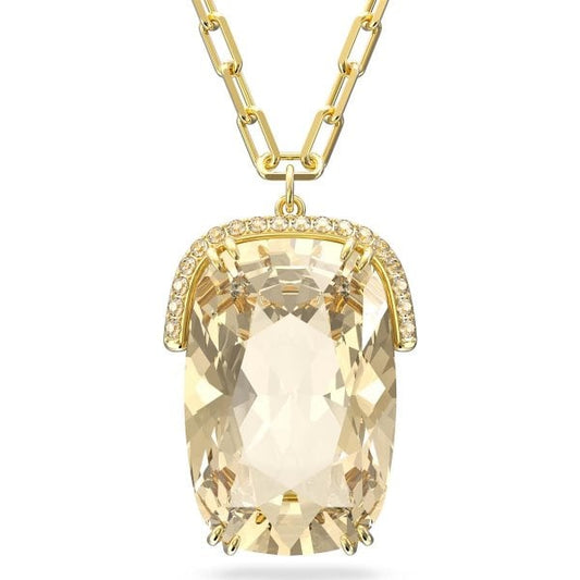 Harmonia pendant, Oversized crystal, Gold tone