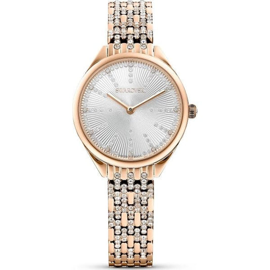Attract watch, Metal bracelet, White, Rose gold