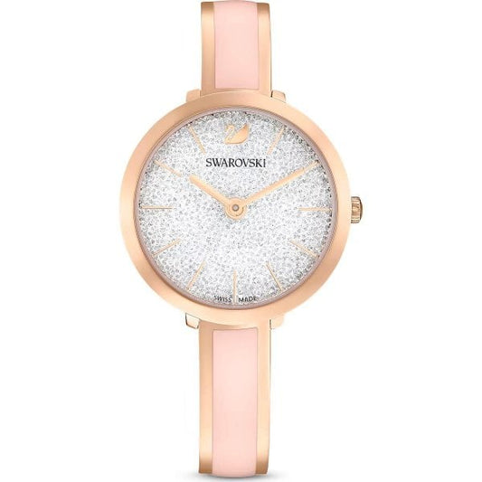 Crystalline Delight watch, Metal bracelet, Pink