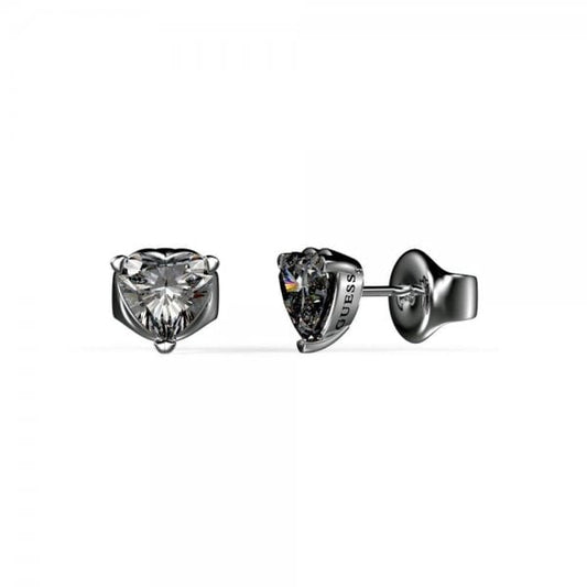 Ladies Clear Solitaire Heart Stud Earrings