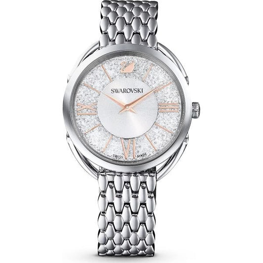 Crystalline Glam watch, Metal bracelet, Silver-ton