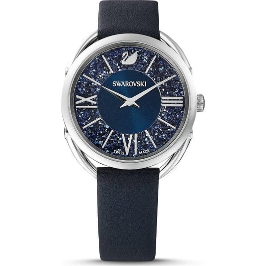 Crystalline Glam watch, Leather strap, Blue, Stain