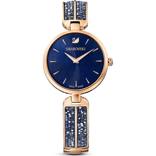 Dream Rock watch, Metal bracelet, Blue, Rose gold