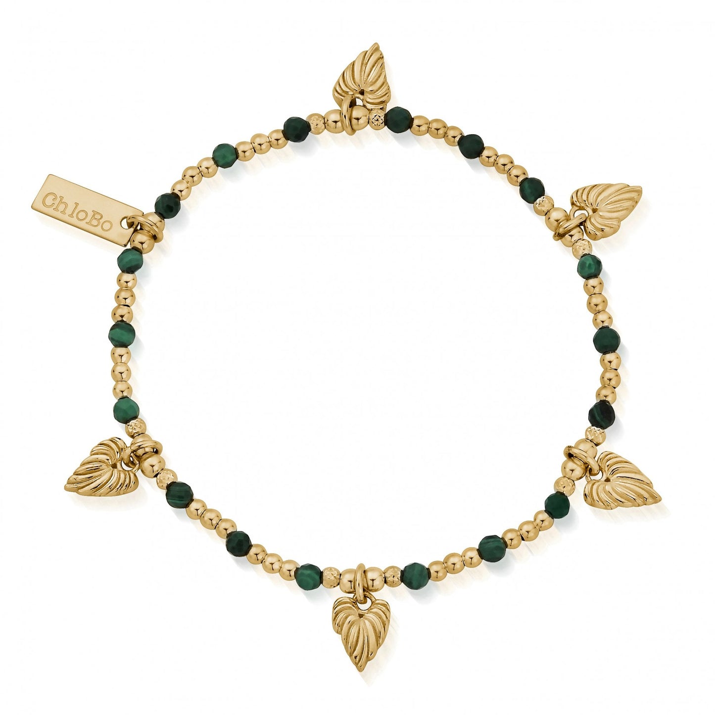 Gold Leaf Heart Malachite Bracelet