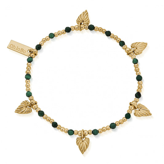 Gold Leaf Heart Malachite Bracelet