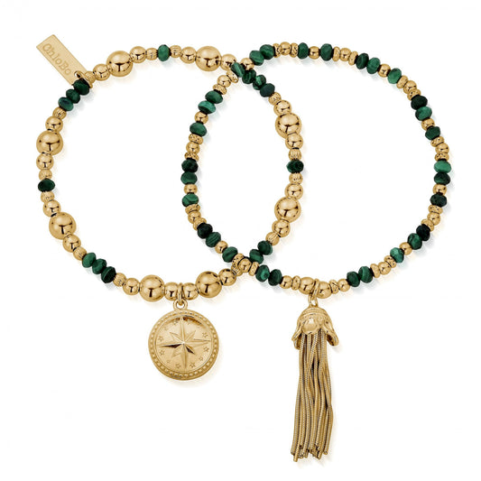 Gold Forever Wandering Malachite Set of 2