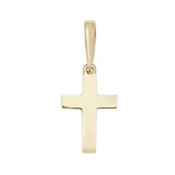 9CT YEL GOLD PLAIN SOLID CROSS PENDANT