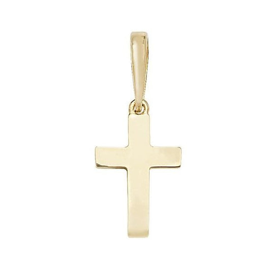 9CT YEL GOLD PLAIN SOLID CROSS PENDANT