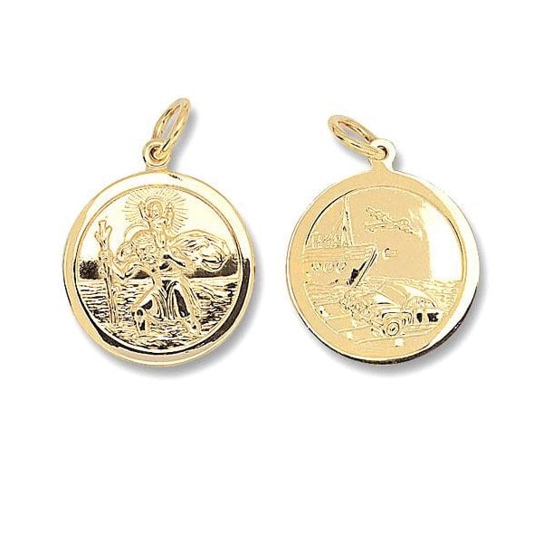 9CT YEL GOLD ROUND DBL SIDED ST CHRISTOPHER PENDAN