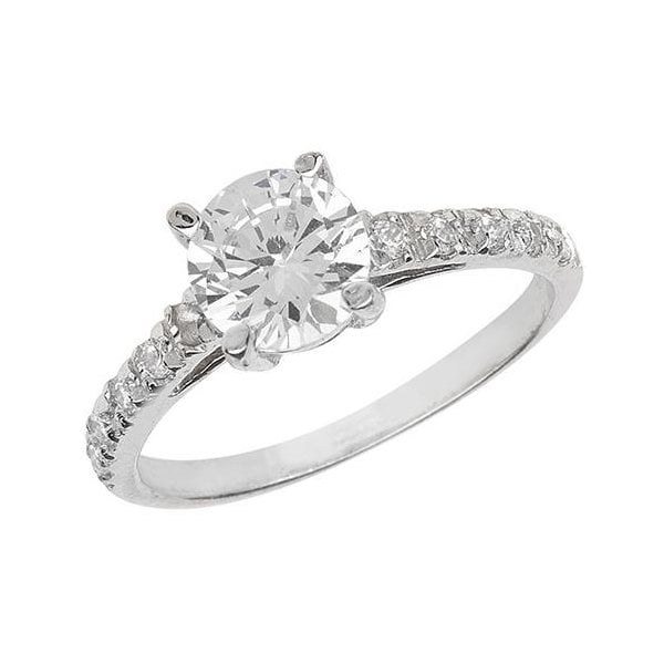SILVER LADIES' CZ RING SIZE M