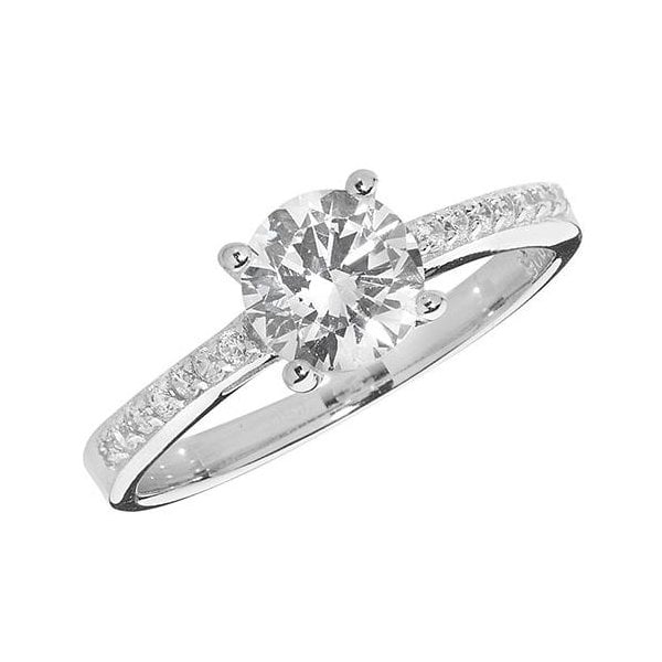SILVER LADIES' CZ RING SIZE L