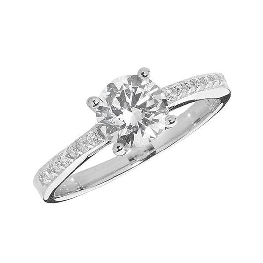 SILVER LADIES' CZ RING SIZE L