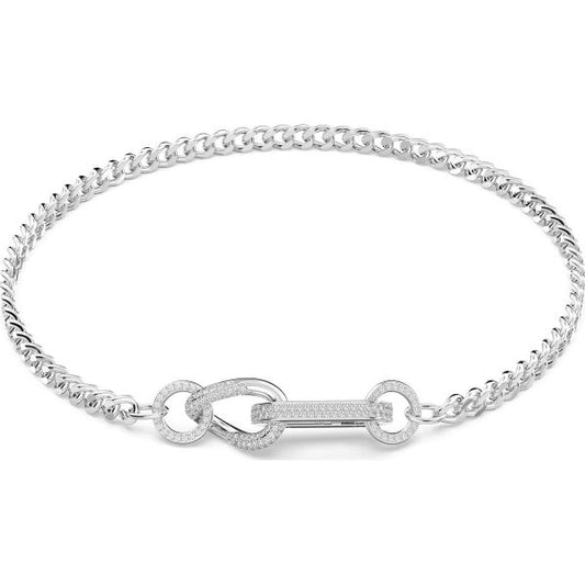 Dextera necklace, Pavé, Mixed links, White, Small
