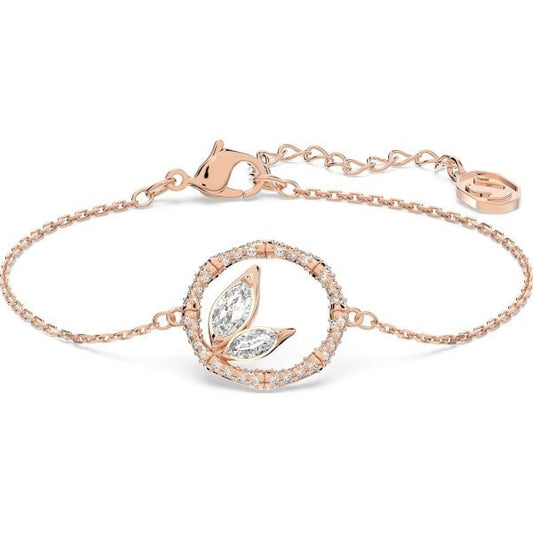 Dellium bracelet, Circle, Bamboo, White, Rose gold