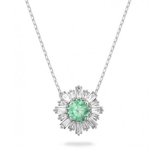 Sunshine pendant, Green, Rhodium plated