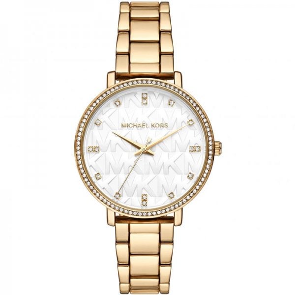 Pyper Gold-Tone Embossed Logo Ladies Watch