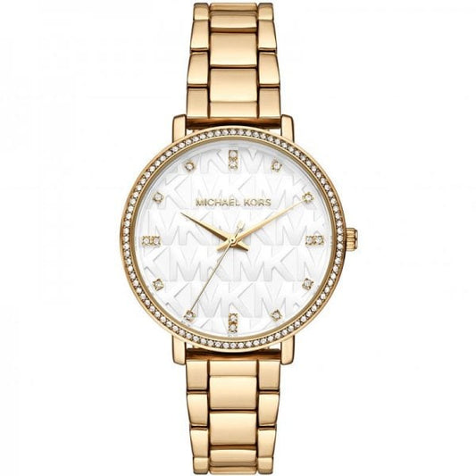 Pyper Gold-Tone Embossed Logo Ladies Watch