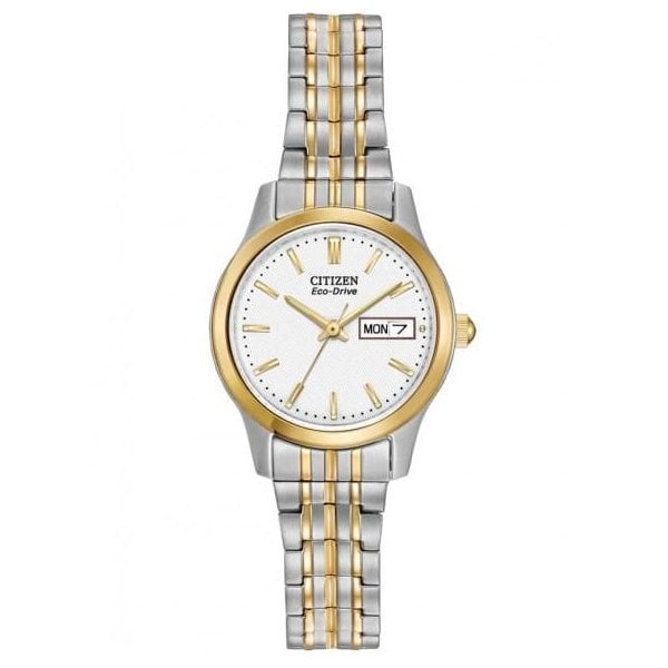 Ladies Eco-Drive White Dial Two Tone Bracelet